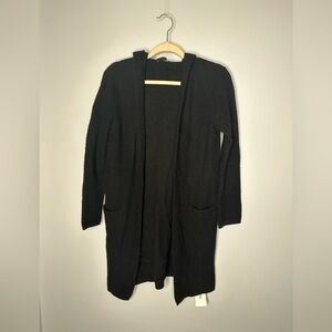 Jenni Kayne black cashmere and wool long hooded cardigan size XS women’s